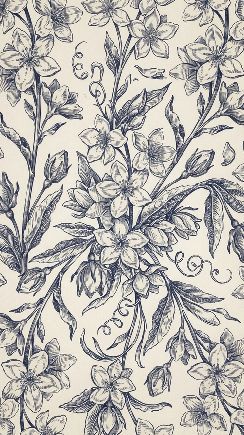 Matching navy botanical floral pattern printed on the back of the personalized gift tag